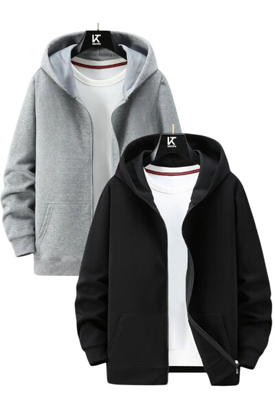 Karatopak 2-Piece Hooded Unisex Zippered Sweatshirt / Cardigan