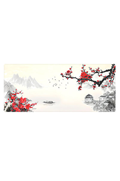 PORGE Mouse Pad pentru jucători 80x30 Xl Mouse Pad pentru birou mare Mousepad pentru jucători japonez Cherry Blossom Mouse Pad