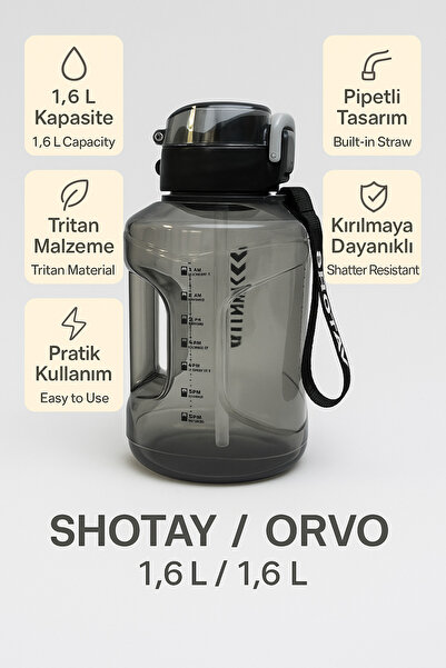ORVO Sporcu Matara 1.6 L Tritan Pipetli Suluk Siyah ST-7300