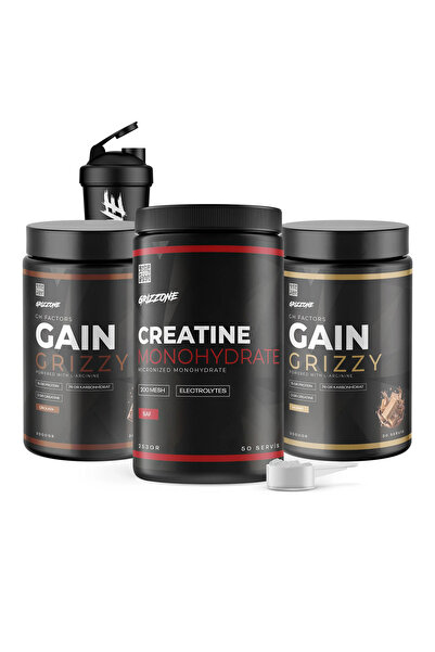 GRIZZONE Gainer Pack ( Gainer Çikolata 3000 Gr, Creatine 90 Gr, Shaker )