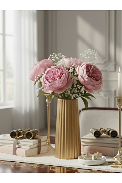 LUNİVAA HOME Dekoratif Minimal Çizgili Hediyelik Ev ve Ofis Dekor Vazosu