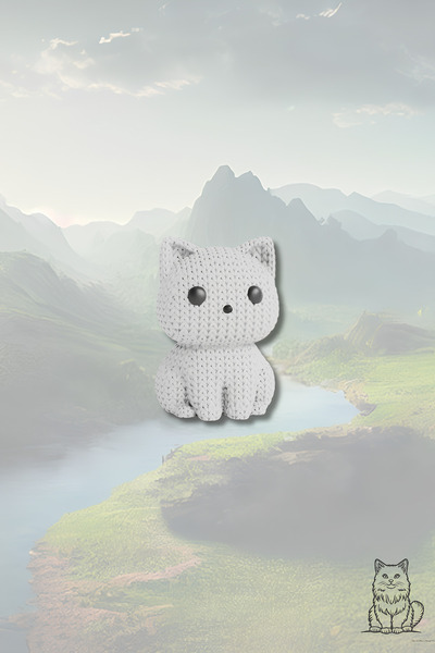 mmb سلسلة مفاتيح القطة البيضاء - شكل صلب بنمط محبوك |   إكسسوار هدية على طراز...