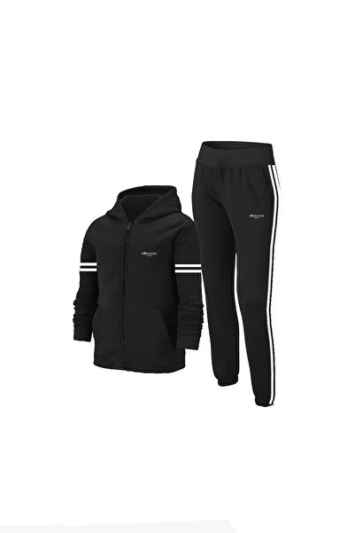 POSEIDON STORM Boy's Black Casual Athlete Tracksuit Set 104cm-176cm Striped