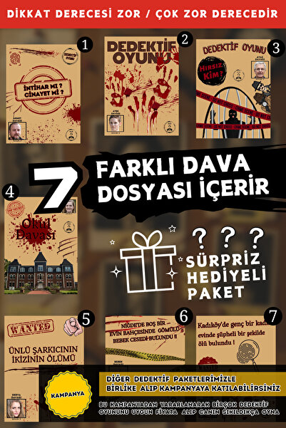 Suçlu Kim Dedektiflik Suç Çözümleme-suçluyu Bulma-dedektif Oyunu-cinayet Çözme-dedektif Oyunu-kutu Oyunu-7'li.