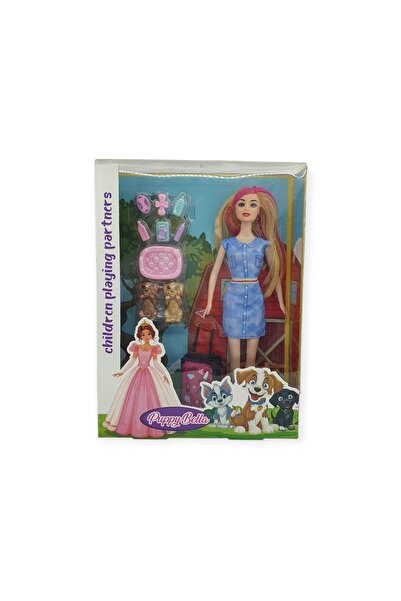 ahsun Puppy Bella 30 cm Doll and Dog Care Set - Blue Dress (Lisinya)