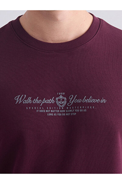 LC Waikiki Bisiklet Yaka Baskılı Erkek Sweatshirt