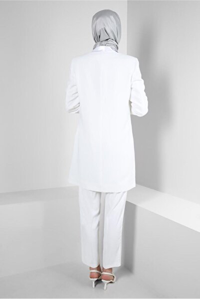 Alvina STONE BUTTONED CROSSBODY COLLAR PANTS SUIT 30316