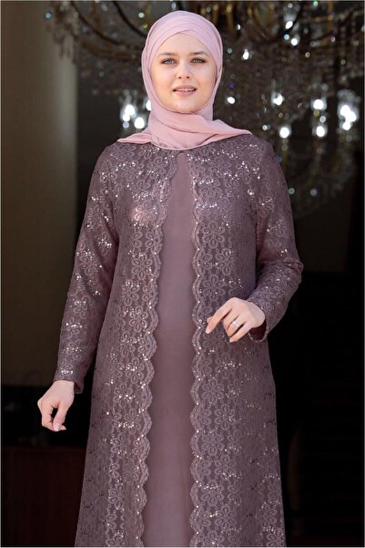 TRENDTESETTÜR ΓΥΝΑΙΚΕΙΟ ΒΡΑΔΙΝΟ ΦΟΡΕΜΑ ΜΕ ΠΟΥΔΡΑ ΚΑΙ ΔΑΝΤΕΛΑ 3923