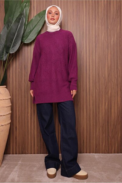 TRENDTESETTÜR Women's Fuchia Knitwear Tunic t 0207