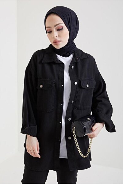 TRENDTESETTÜR WOMEN'S BLACK POCKET JEANS JACKET T 5716