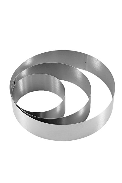 PUFO Set of 3 Cake metal rings for cake tops, cookies, stainless steel, silver