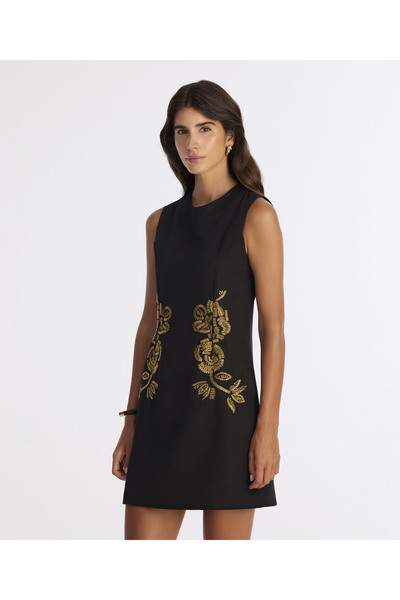 Yargıcı Dar Bisiklet Yaka Kolsuz Elbise