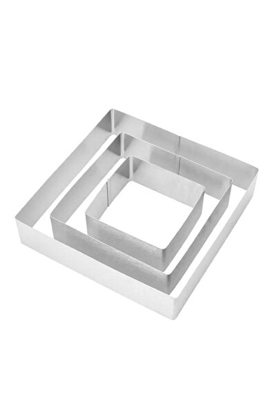 PUFO Set of 3 Cake metal molds for cake tops, cookies, steel, silver