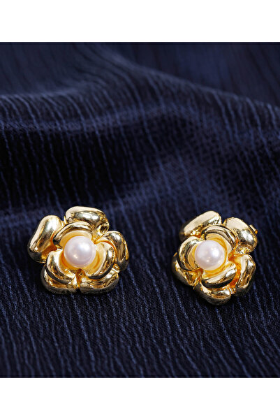 Yargıcı İnci Detaylı Gold Küpe