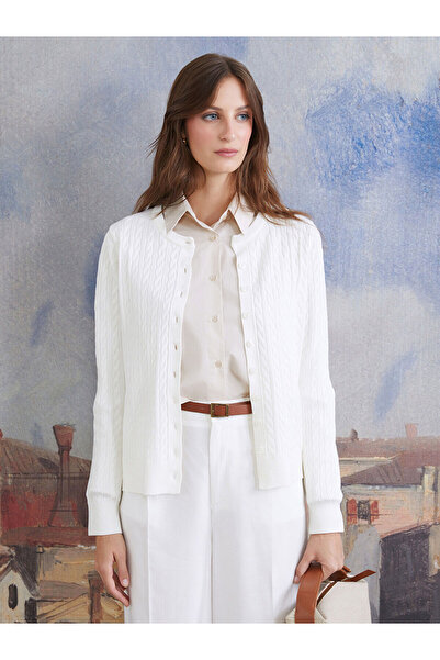 LC Waikiki Crew Neck Self Patterned Women's Knitwear Cardigan