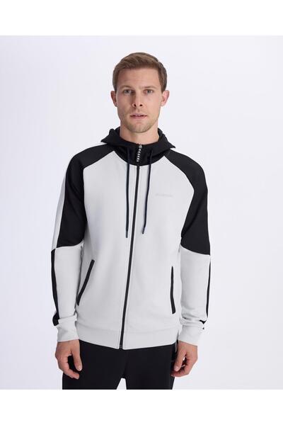 Kappa Lacty Full Zip Erkek Siyah-Beyaz Regular Fit Fermuarlı Eşofman Üstü