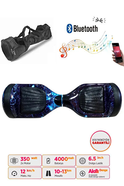 CityMate Elektrikli Kaykay Full Ledli Hoverboard Bluetooth Hoparlörlü 6.5 Inch Çanta Hediyeli D12