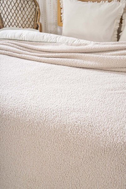 Rivaİstanbul Beige Valencia Sherpa Double Plush Blanket