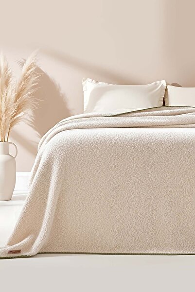 Rivaİstanbul Beige Valencia Sherpa Double Plush Blanket
