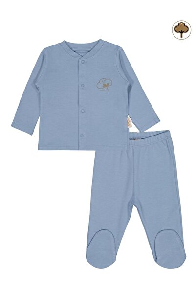 Civil Baby Organik Pamuklu 0-6 Ay Bebe Pijama Takımı - Mavi 3-6 Ay