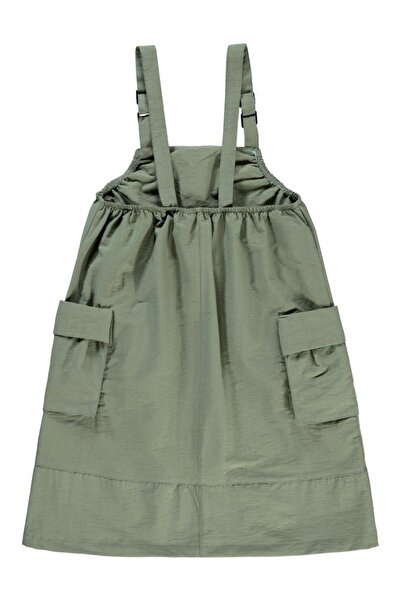 Civil Girls 6-9 Years Old Dress with Suspender Bell Pockets - Khaki 8-9 Years Old