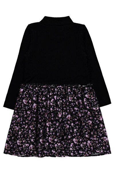Civil Girls Çiçek Desenli 2-5 Yaş Elbise - Siyah 2-3 Yaş