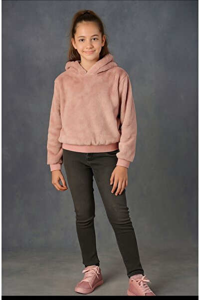 Marions Girl's Hooded Stone Plush Sweat Sweater