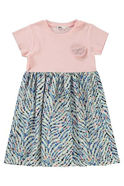 Civil Girls Kalp Desenli 6-9 Yaş Elbise - Pembe 7-8 Yaş