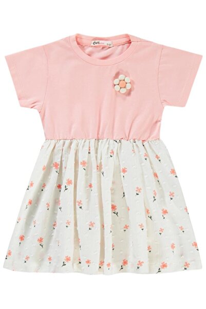 Civil Girls Rochie cu model floral cu frunze pentru copii 2-5 ani - Roz 2-3 ani