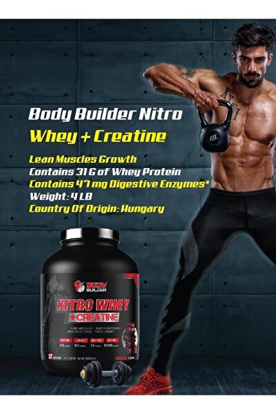 Body Builder Nitro Whey Creatine, Chocolate, 4 Lb, 31g Of Whey Protein For Muscle Growth & Recovery