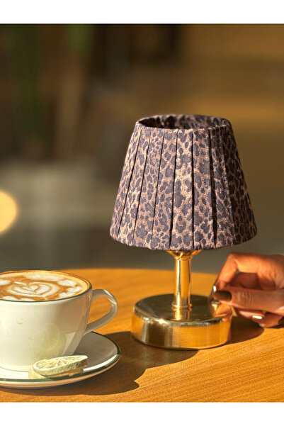 Maison Avf Kahverengi Leopar Desenli Kumaş Parlak Gold İskelet Tasarım Kablos...