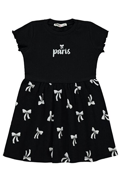 Civil Girls Rochie cu broderie cu fundă 2-5 ani - Negru 4-5 ani