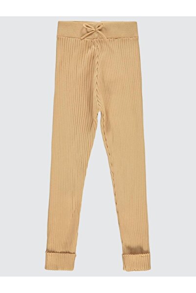 Civil Girls Çizgili 6-9 Yaş Tayt - Bej 9-10 Yaş