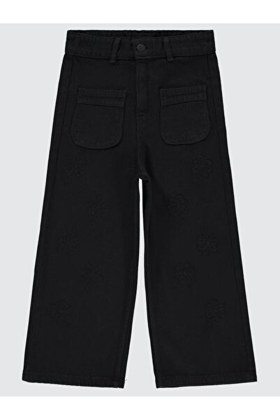 Civil Girls Штани з квітковою вишивкою для дітей 10-13 років - чорні