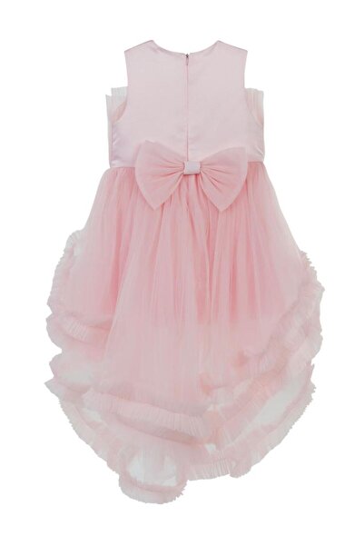 Civil Girls Kuyruklu Çiçekli 6-9 Yaş Abiye - Pembe 9-10 Yaş