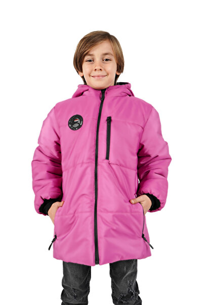 QAWWA Erkek Çocuk Elyaflı Kapüşonlu Rüzgar Geçirmez Şişme Kışlık Mont