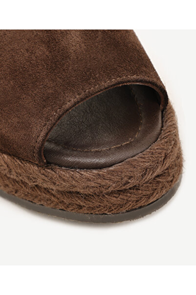 Yargıcı Jüt Tabanlı Deri Espadril Sandalet