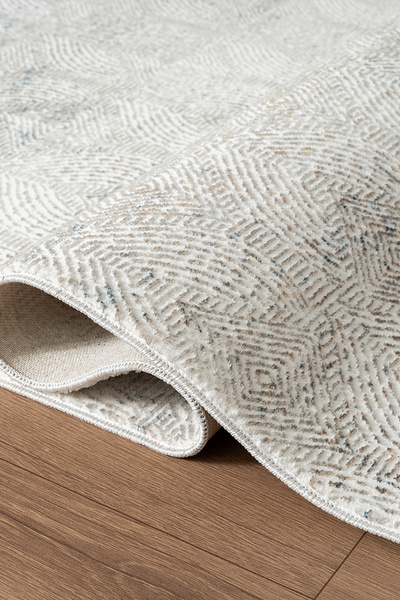 Karmen Halı Zenith ZN026S Sarı Modern Desen Parlak Yumuşak Kadife Kaymaz Pamu...