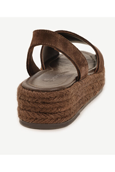 Yargıcı Jüt Tabanlı Deri Espadril Sandalet