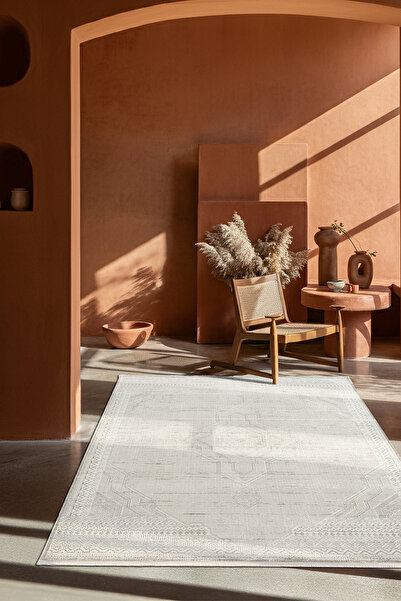 Karmen Halı Zenith ZN028W Krem Modern Klasik Desen Parlak Yumuşak Kadife İnce...