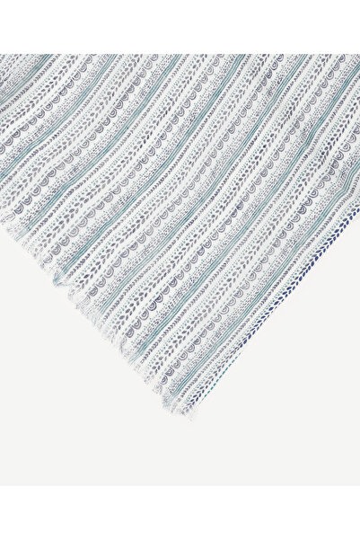 Yargıcı Keten Karışımlı Çizgili Şal