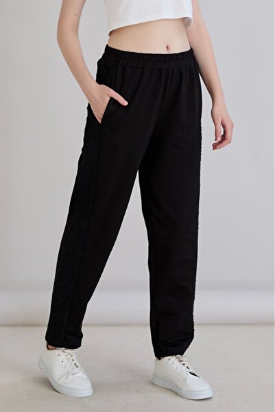 Sortie بنطال رياضي نسائي بخصر مطاطي عالي الخصر بقطع قماش مخيطة معاً ذو خيطين ...