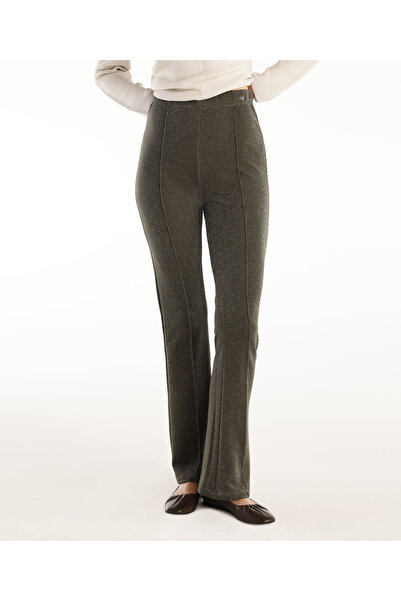 Yargıcı Önü Dikişli Simli Geniş Paça Pantolon