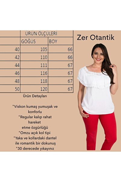 Zer Otantik Μπλούζα με βολάν με δαντέλα σε μεγάλο μέγεθος Λευκό