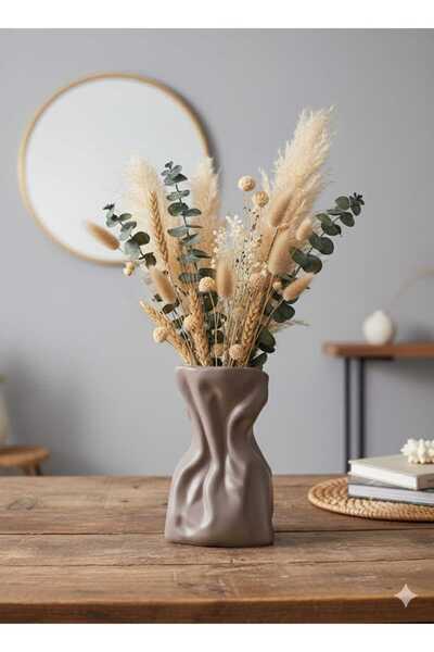 TACTIC Modern Mink Stone Vase |   Curved Bag Design Living Room Decoration (17X11 cm)