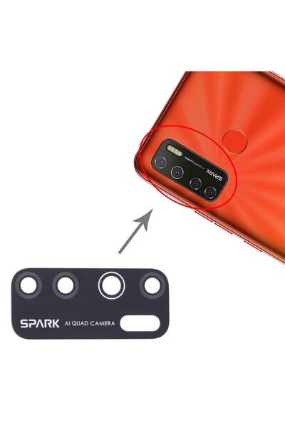 Fodos Tecno Spark 5 Rear Camera Glass Lens Adhesive Outer Glass Ke5 Kd7S Comp...