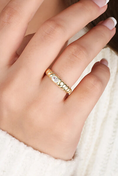 Leo'Stone Twisted Single Stone Design Adjustable Women's Ring