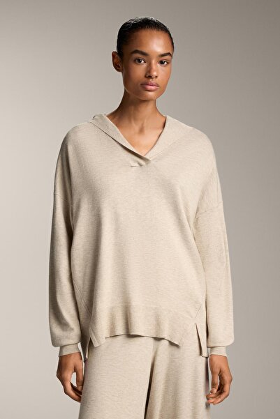 Oysho Kapüşonlu ince örgü kazak