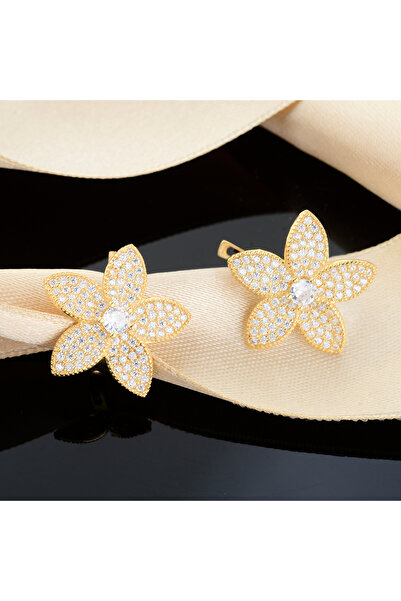 Marylebone Silver 14 Ayar Altın Kaplama Çiçek Küpe