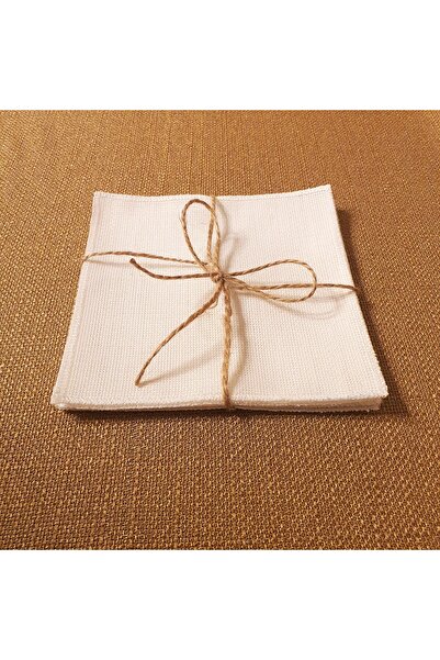 UK Collections Etamin İşlemelik Kenarları Overloklu Kahve Yanı Peçetesi, Sunu...